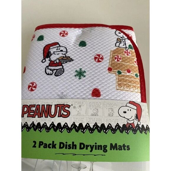 2 Pack Peanuts SNOOPY CHRISTMAS Dish Drying Mats 16 X 18” Gingerbread House NEW - Picture 3 of 16